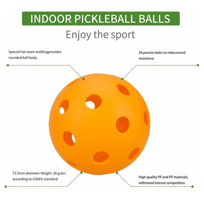 Indoor Pickleball Balls USAPA Paddle Ball 26 Holes Pickleball Sport Training Practice Plastic Pickleball Airflow Hollow Balls