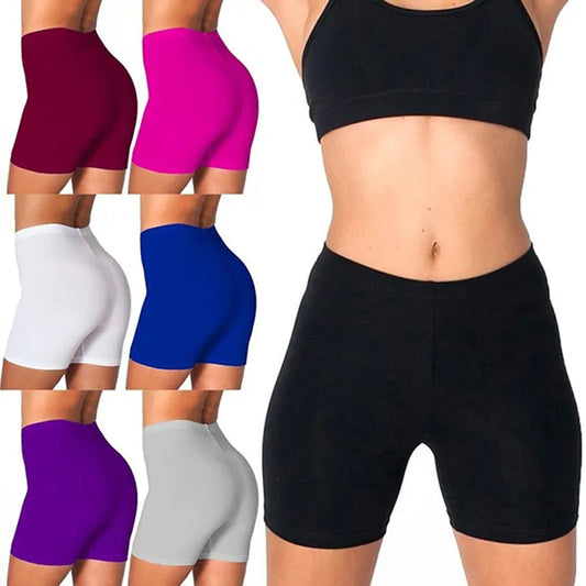 Women Waist Tummy Control Workout Yoga Shorts Black Compression Athletic Bike Running Shorts Slim Stretch Gym Tights 1PC