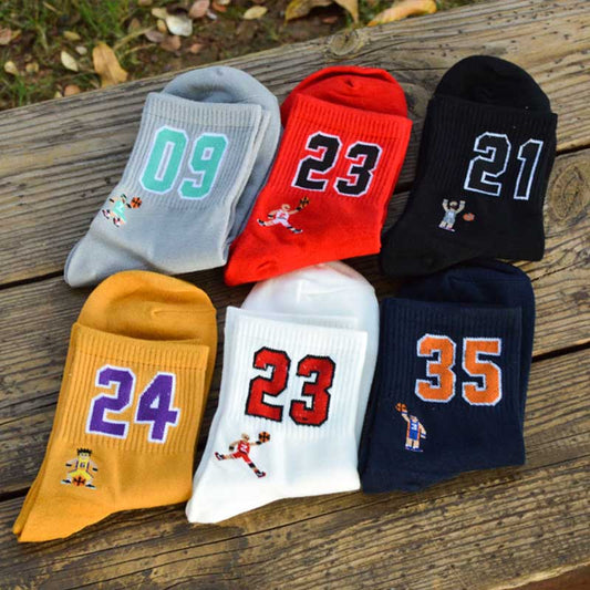 High Quality Fashion Men&#39;s Breathable Basketball Socks Elite Thick Sports Socks Unisex Harajukumen&#39;s happy Funny Embroider socks