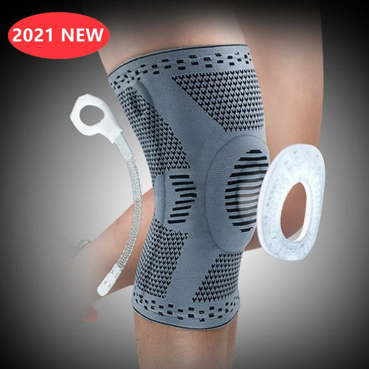 2021 Knee Patella Protector Brace Silicone Spring Knee Pad Basketball Running Compression Knee Sleeve Support Sports Kneepads