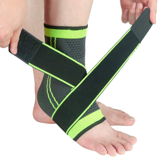 1PC 3D Pressurized Ankle Support Basketball Volleyball Sports Gym Badminton Ankle Brace Protector with Strap Belt Elastic