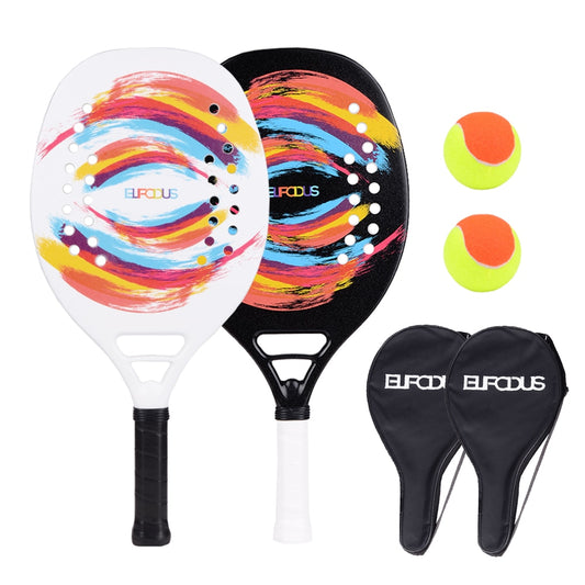 Ready Stock New High Quality Carbon and Glass Fiber Racket Beach Tennis Racquet Set With 2 Rackets 2 Balls and 2 Cover Bags