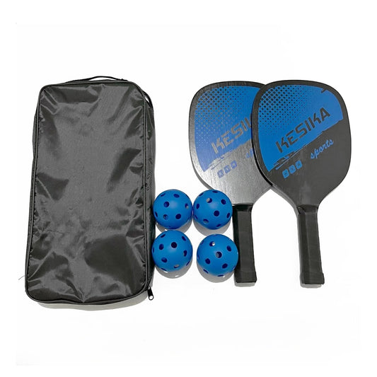 Men Women Ball Sports Pickleball Paddle Set Pickleball Rackets Ball Set 2 Rackets 4 Pickleball Balls with Carrying Bag