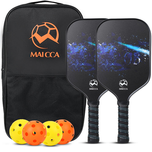 Pickleball Paddles Set 2 Rackets 4 Balls Graphite Honeycomb Core Lightweight Pickleball Racquet Equipment with Portable Bag