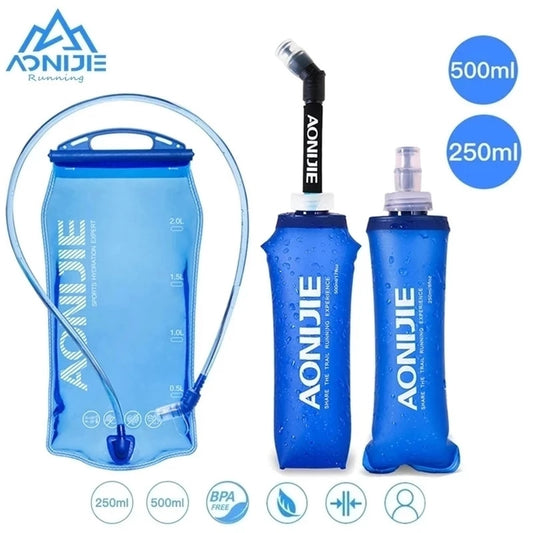 AONIJIE Soft Flask Water Bottle Reservoir Water Bladder Hydration Folding Collapsible Water Bags For Running Hydration Pack